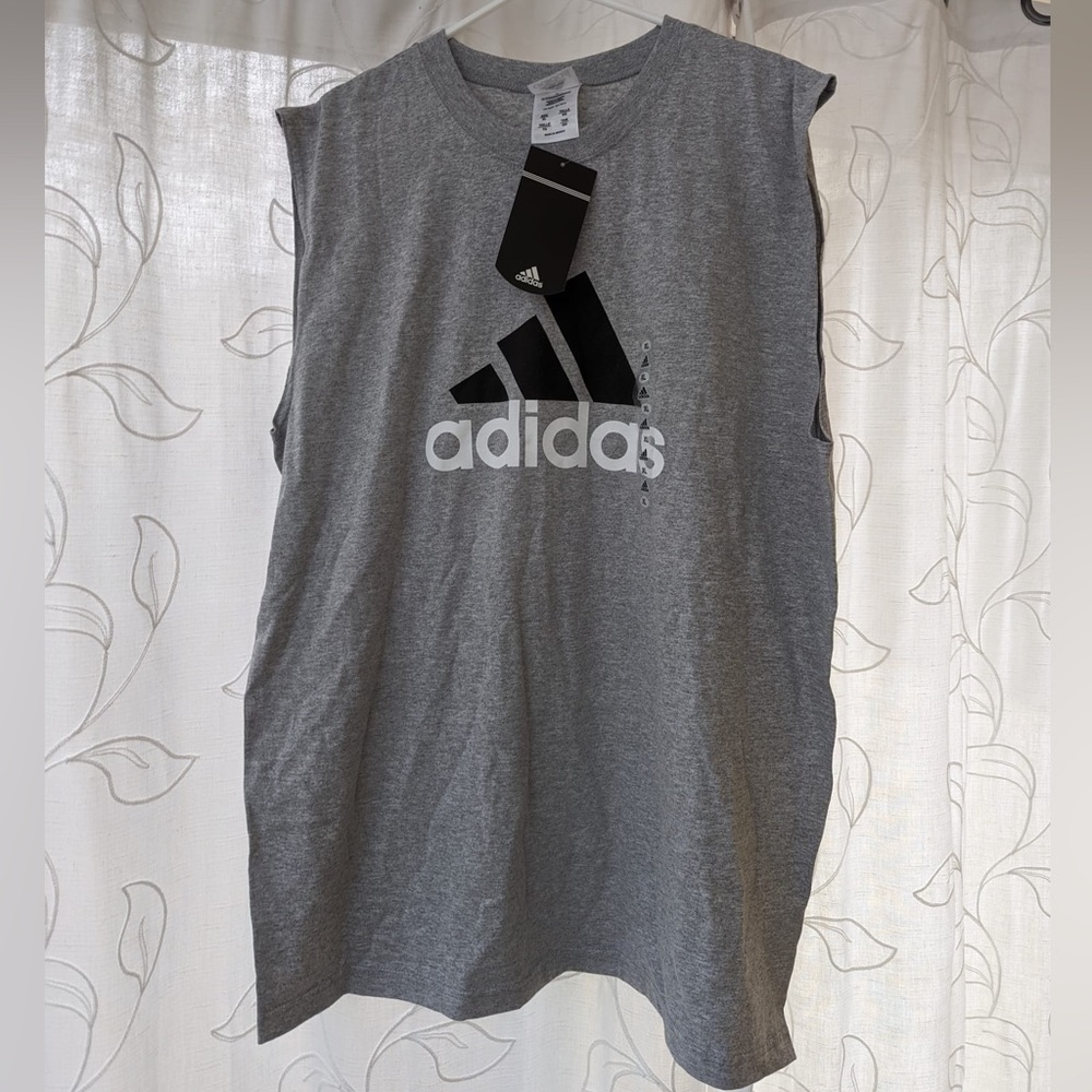 NWT Mens Gray Adidas Sleeveless Muscle Tank Tee